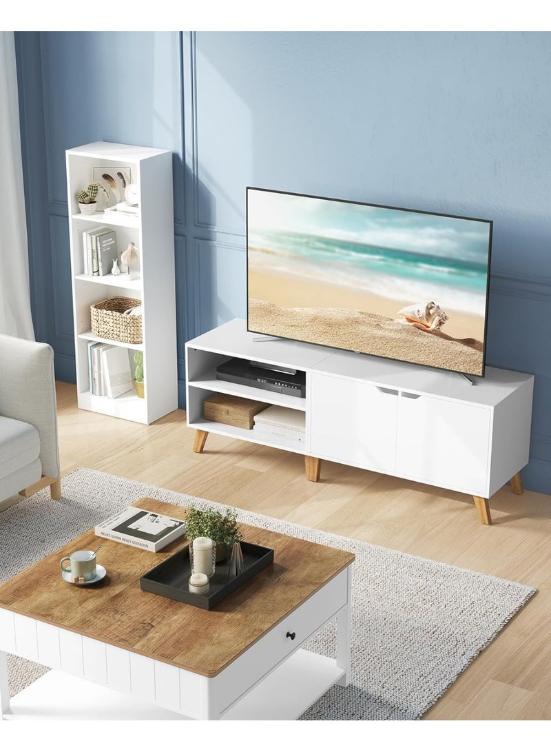 VASAGLE LTV027T46 TV Stand, 140 cm Long, with 2 Doors, Adjustable Shelf, for TVs up to 65 inches, Living Room, Dining Room and Bedroom, White - Image 4